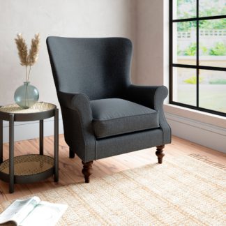 An Image of Charlbury Slub Cotton Blend Armchair Slub Cotton Blend Black