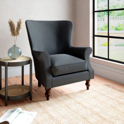 An Image of Charlbury Slub Cotton Blend Armchair Slub Cotton Blend Black