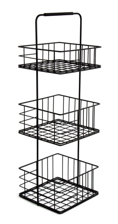 An Image of Habitat 3 Tier Wire Mesh Storage Caddy - Black