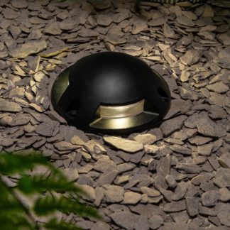 An Image of Scout 3 Light Outdoor LED Surface Mount Ground Light (IP67) - Black