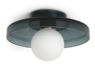 An Image of Habitat Jonna Bathroom Flush Ceiling Light -Dark Blue &Glass