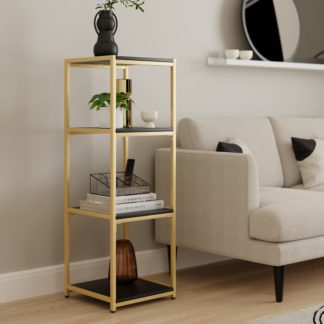 An Image of Modular Gold & Black 4 Shelf Shelving Unit MultiColoured