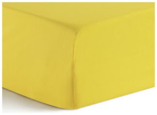 An Image of Habitat Kids Joyful Plain Yellow Fitted Sheet - Single