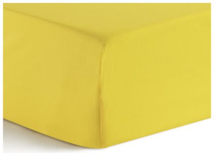 An Image of Habitat Kids Joyful Plain Yellow Fitted Sheet - Single