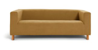 An Image of Habitat Moda 3 Seater Velvet Sofa - Mustard