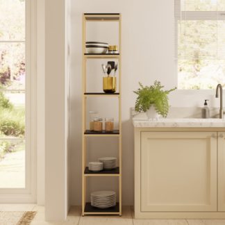 An Image of Modular Gold & Black 6 Shelf Tall Shelving Unit MultiColoured