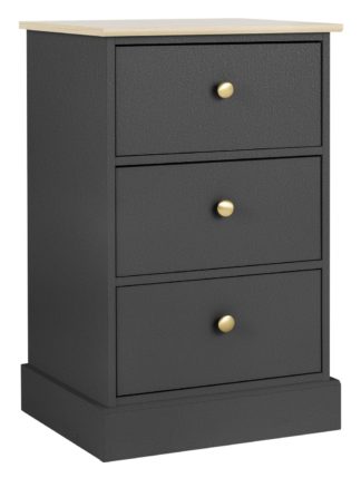 An Image of Argos Home Kensington 3 Drawer Bedside Table - Anthracite