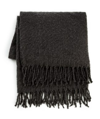 An Image of Habitat Faux Mohair Throw - Charcoal - 125X150cm