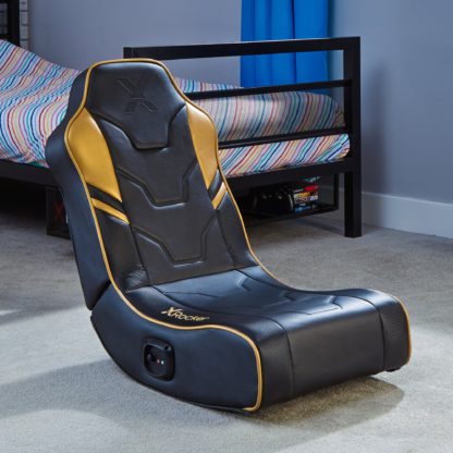 An Image of X Rocker Shadow 2.0 Stereo Audio Floor Rocker Gaming Chair Blue