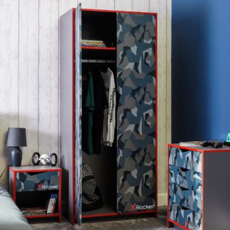 An Image of Xrocker Hideout 3 Piece 2 Door Wardrobe Set - Grey Red