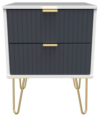 An Image of Galatina 2 Drawer Charge Bedside Table - White & Blue