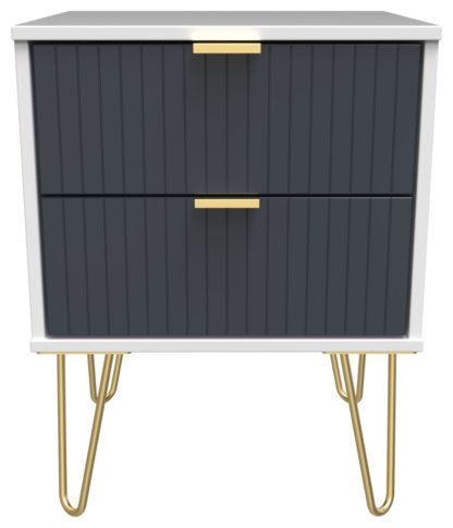 An Image of Galatina 2 Drawer Charge Bedside Table - White & Blue