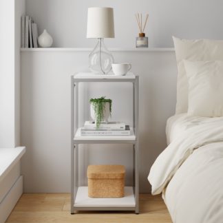 An Image of Modular Silver & White 3 Shelf Small Shelving Unit MultiColoured