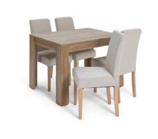 An Image of Habitat Miami Wood Effect Dining Table & 4 Cream Chairs