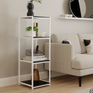 An Image of Modular White & Black 4 Shelf Shelving Unit Black and white