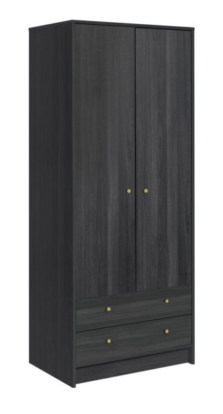 An Image of Argos Home Malibu 2 Door 2 Drawer Wardrobe - Black Brown