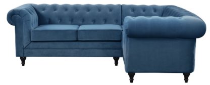 An Image of Habitat Chesterfield Left Corner Velvet Sofa - Blue