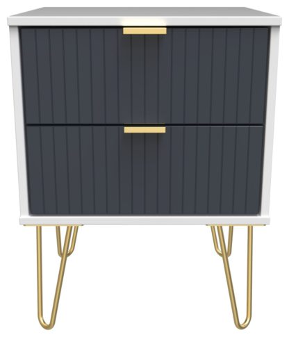 An Image of Galatina 2 Drawer Bedside Table - White & Blue