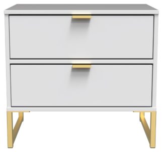 An Image of Messina 2 Drawer Bedside Table - White