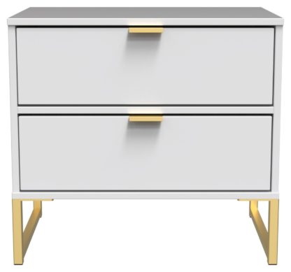 An Image of Messina 2 Drawer Bedside Table - White