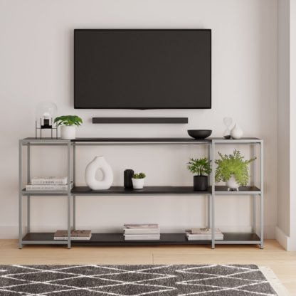 An Image of Modular Silver & Black 3 Shelf Wide Shelving Unit MultiColoured