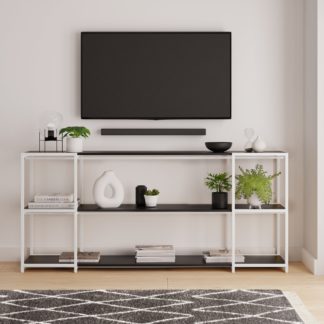An Image of Modular White & Black 3 Shelf Wide Shelving Unit Black and white