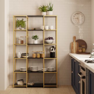 An Image of Modular Gold & Black 6 Shelf Wide Shelving Unit MultiColoured