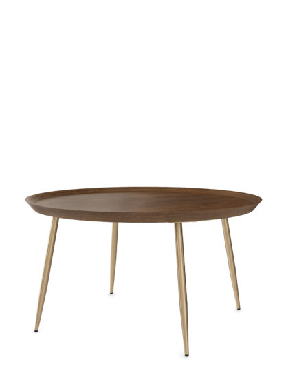 An Image of M&S Round Mango Wood and Brass Coffee Table