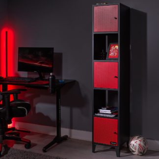 An Image of X Rocker MESH TEK Tower Shelf Cabinet with 5 Cube Storage Black