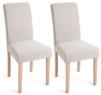 An Image of Habitat Midback Pair of Fabric Dining Chairs - Cream