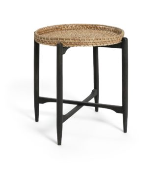 An Image of Habitat Rattan Side Table - Black