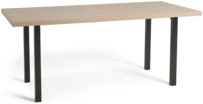 6a3f079e9689a2f304d771c9c865e863961c45ce5ef6e999a6a499d69345f09d.jpg An Image of Habitat Zayn Wood Effect Dining Table - Oak