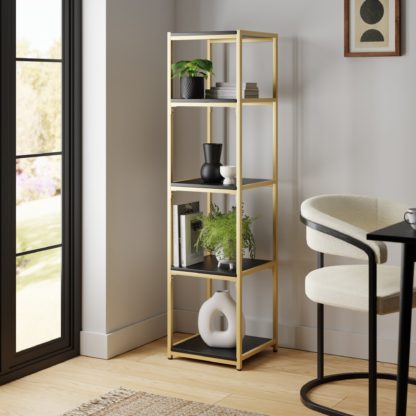 An Image of Modular Gold & Black 5 Shelf Tall Shelving Unit MultiColoured