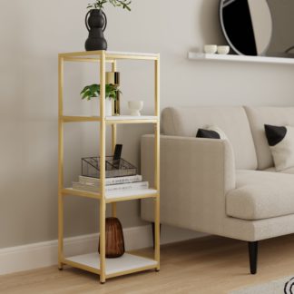 An Image of Modular Gold & White 4 Shelf Shelving Unit MultiColoured