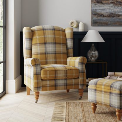 734236df97fe248e861111cf83d12697c48a99dc2be0620e257b28a59b512e00.jpg An Image of Oswald KD Check Grande Armchair Grey Grey
