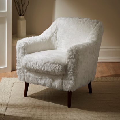 An Image of Eddie Faux Fur Tub Armchair Black and white