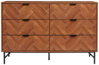 An Image of Lloyd Pascal Dark Chevron 6 Drawer Chest - Dark Wood