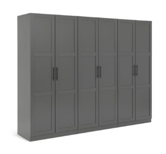 An Image of Habitat Munich Panelled 6 Door Wardrobe - Anthracite