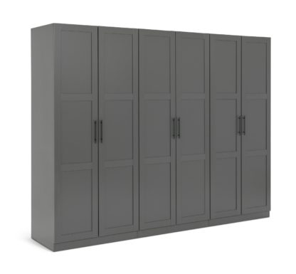 767139de97a415d7971b7b540418faef23735178858263f9c6eeac72c8179344.jpg An Image of Habitat Munich Panelled 6 Door Wardrobe - Anthracite