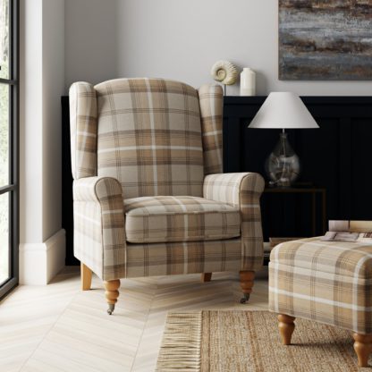 778676cf195aa10263fd05ac5619533e711cd8ba0d1c0559afbba09217ce9148.jpg An Image of Oswald KD Check Grande Armchair Grey Grey