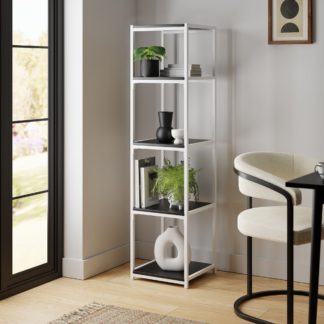 An Image of Modular White & Black 5 Shelf Tall Shelving Unit Black and white