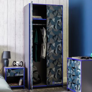 An Image of Xrocker Hideout 3 Piece 2 Door Wardrobe Set - Grey Blue