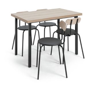 An Image of Habitat Zayn Wood Effect Dining Table & 4 Chairs - Black Ash