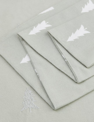 An Image of M&S Brushed Cotton Tree Embroidered Bedding Set