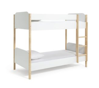 An Image of Habitat Nico Bunk Bed Frame with Mattress - White & Pine
