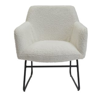 An Image of Habitat Cyrus Boucle Sleigh Chair - White