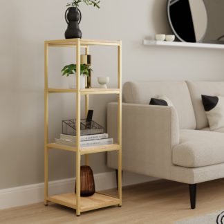 An Image of Modular Gold & Light Oak 4 Shelf Shelving Unit MultiColoured