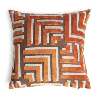 An Image of Habitat Velvet Carved Geo Cushion - Multicolored - 43X43cm