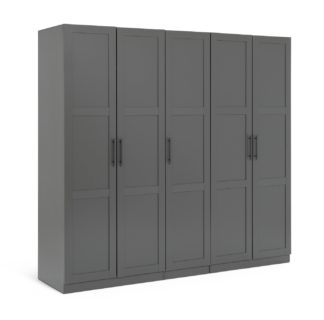 An Image of Habitat Munich Panelled 5 Door Wardrobe - Anthracite