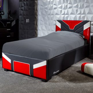 An Image of X Rocker Cerberus Single Gaming Bed in a Box Red and White